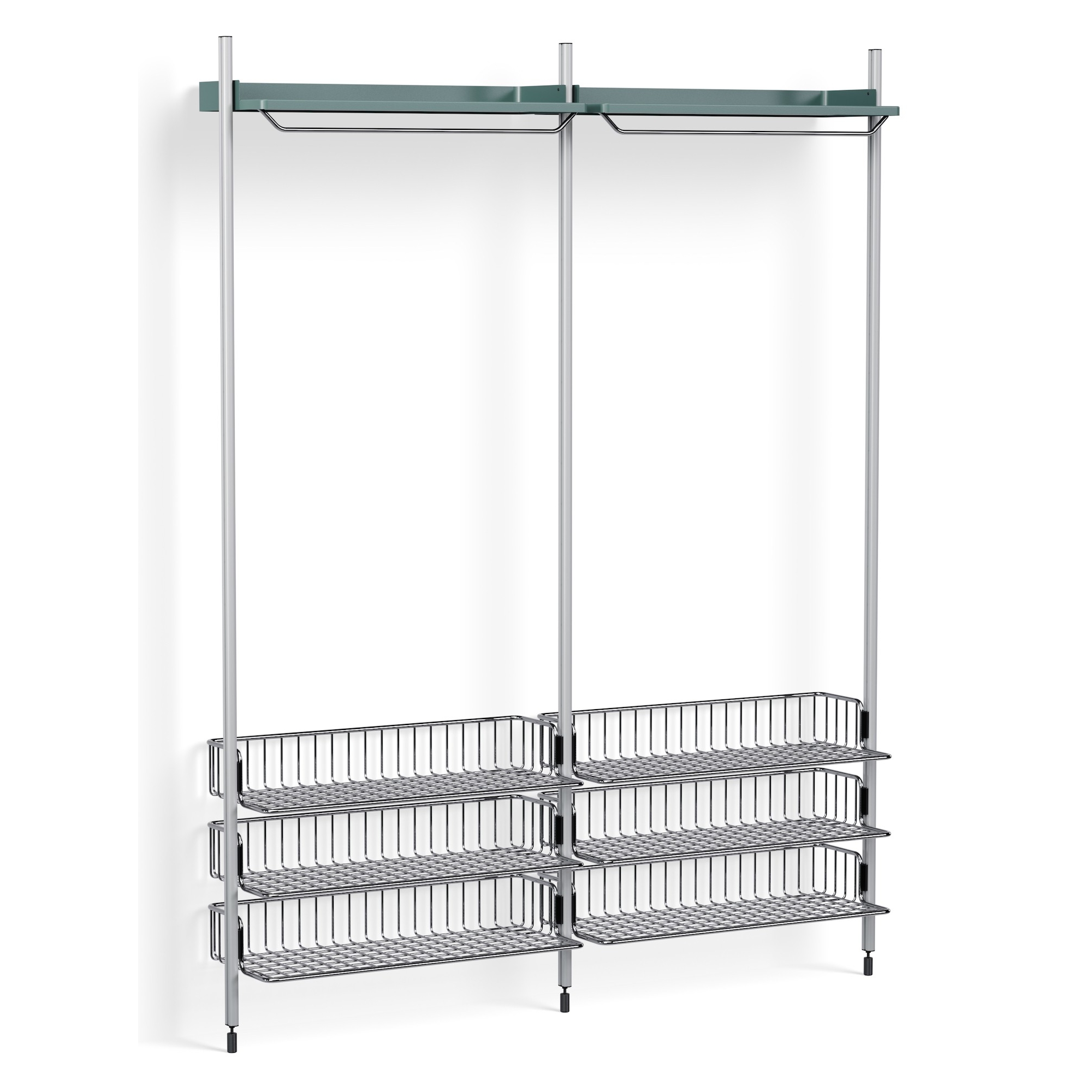 Pier System 1022 – PS Blue Shelves + Chromed Wire Shelves + Anodised Aluminium Profiles - HAY