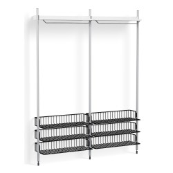 Pier System 1022 – PS White Shelves + Anthracite Wire Shelves + Anodised Aluminium Profiles - HAY