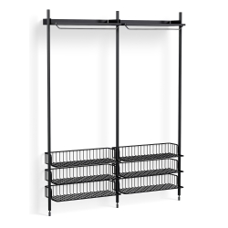 Pier System 1022 – PS Black Shelves + Anthracite Wire Shelves + Black Anodised Aluminium Profiles - HAY