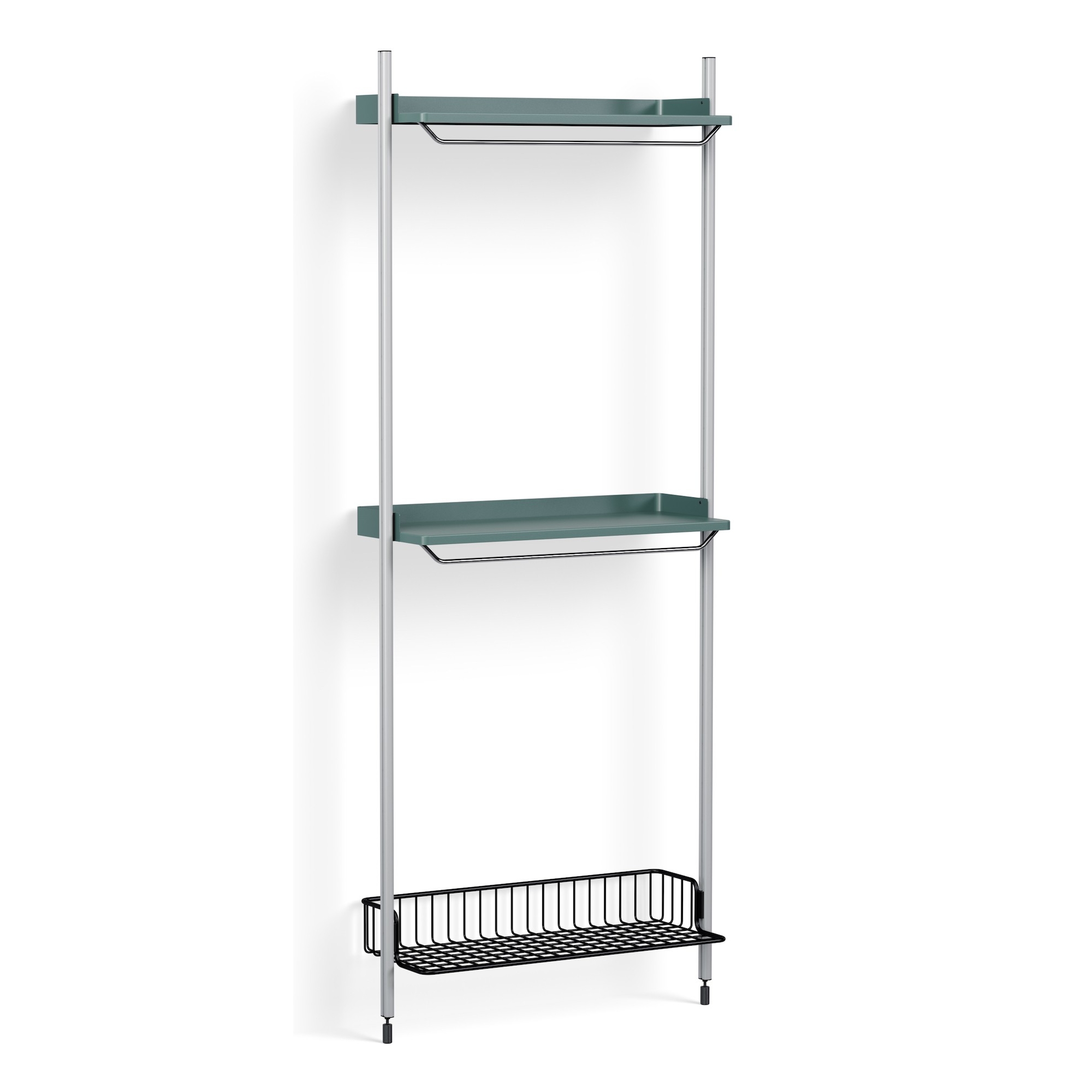 Pier System 1031 – PS Blue Shelves + Anthracite Wire Shelf + Anodised Aluminium Profiles - HAY