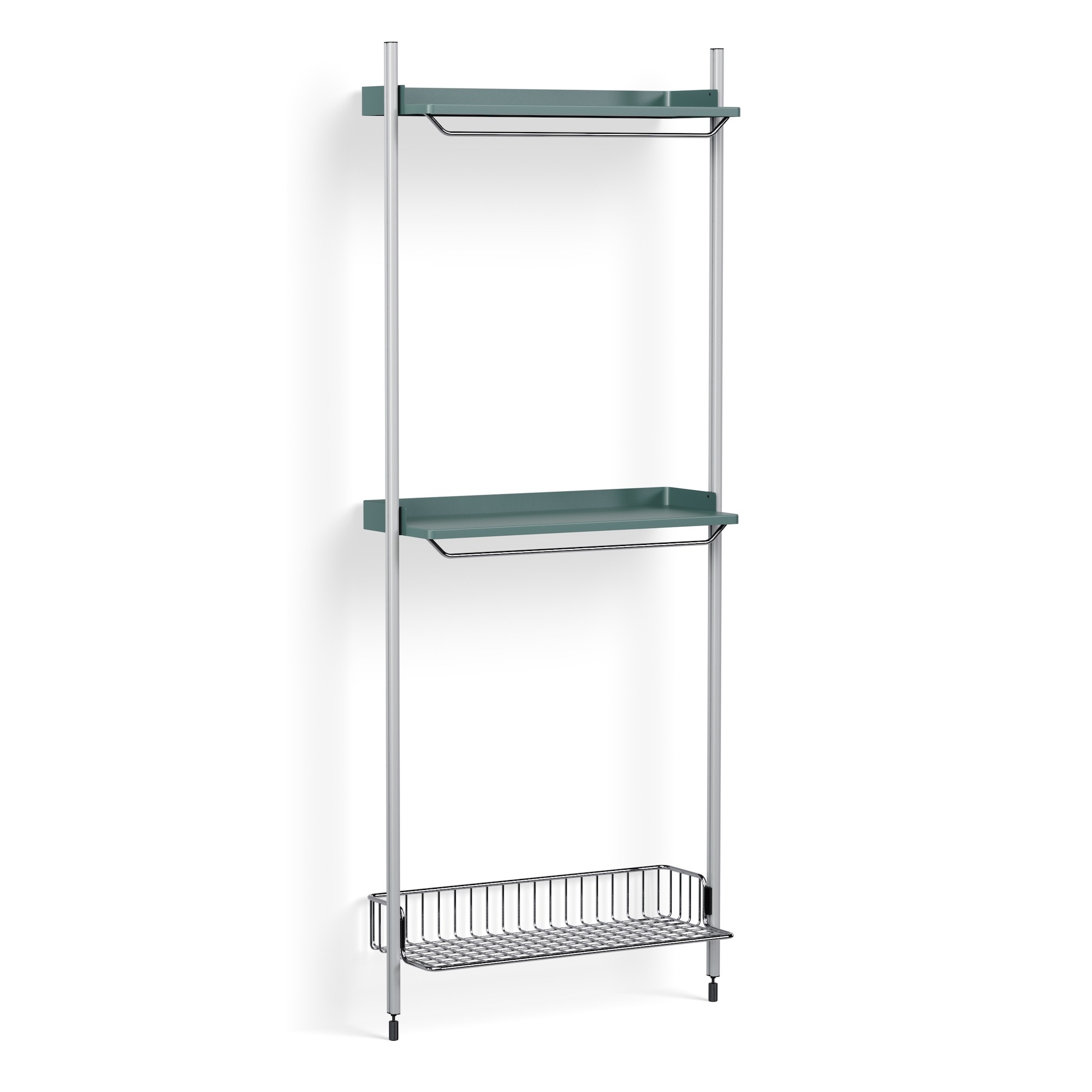 Pier System 1031 – PS Blue Shelves + Chromed Wire Shelf + Anodised Aluminium Profiles - HAY