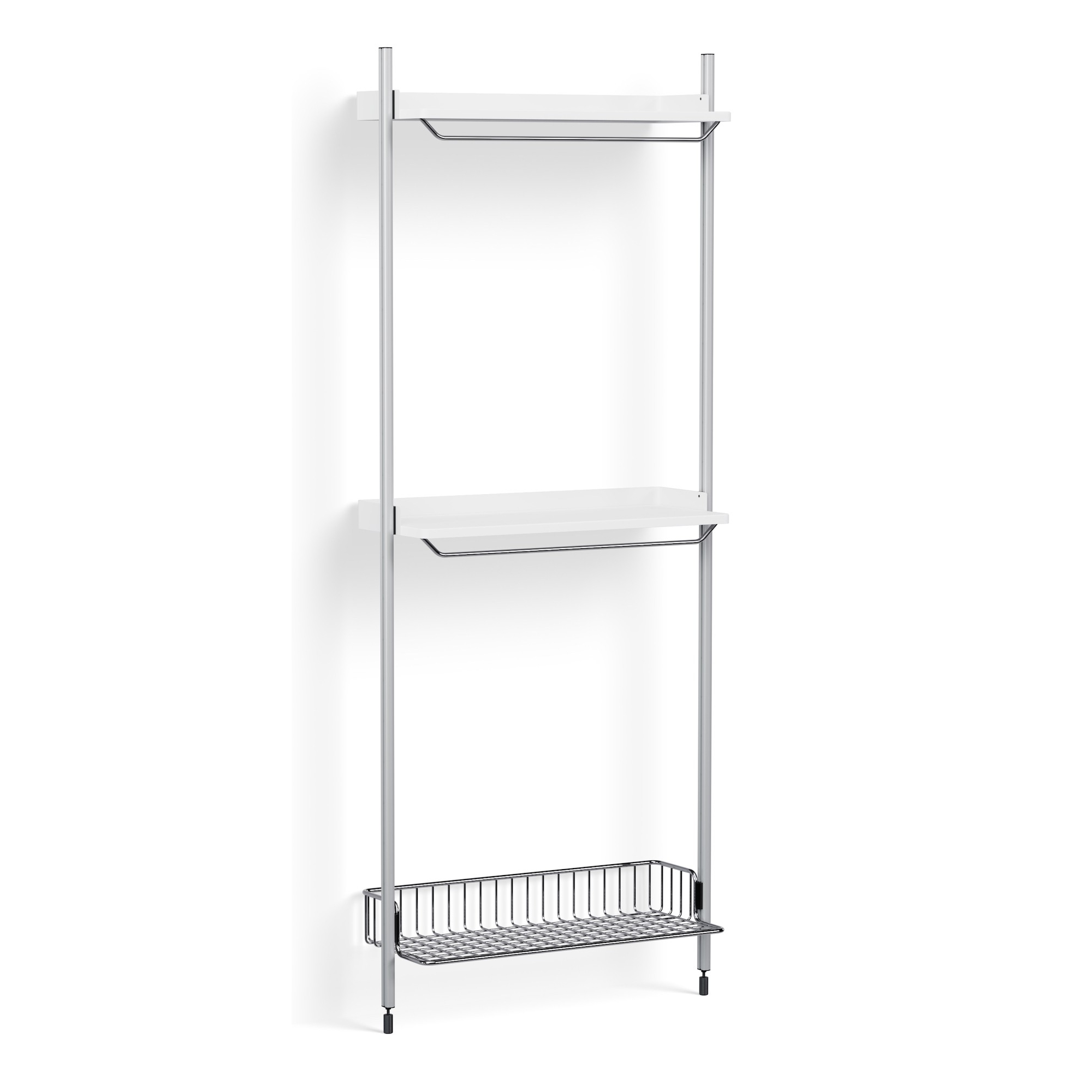 Pier System 1031 – PS White Shelves + Chromed Wire Shelf + Anodised Aluminium Profiles - HAY