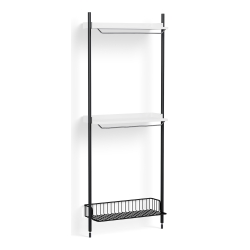 Pier System 1031 – PS White Shelves + Anthracite Wire Shelf + Black Anodised Aluminium Profiles - HAY