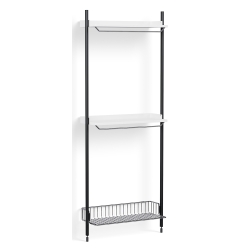 Pier System 1031 – PS White Shelves + Chromed Wire Shelf + Black Anodised Aluminium Profiles - HAY