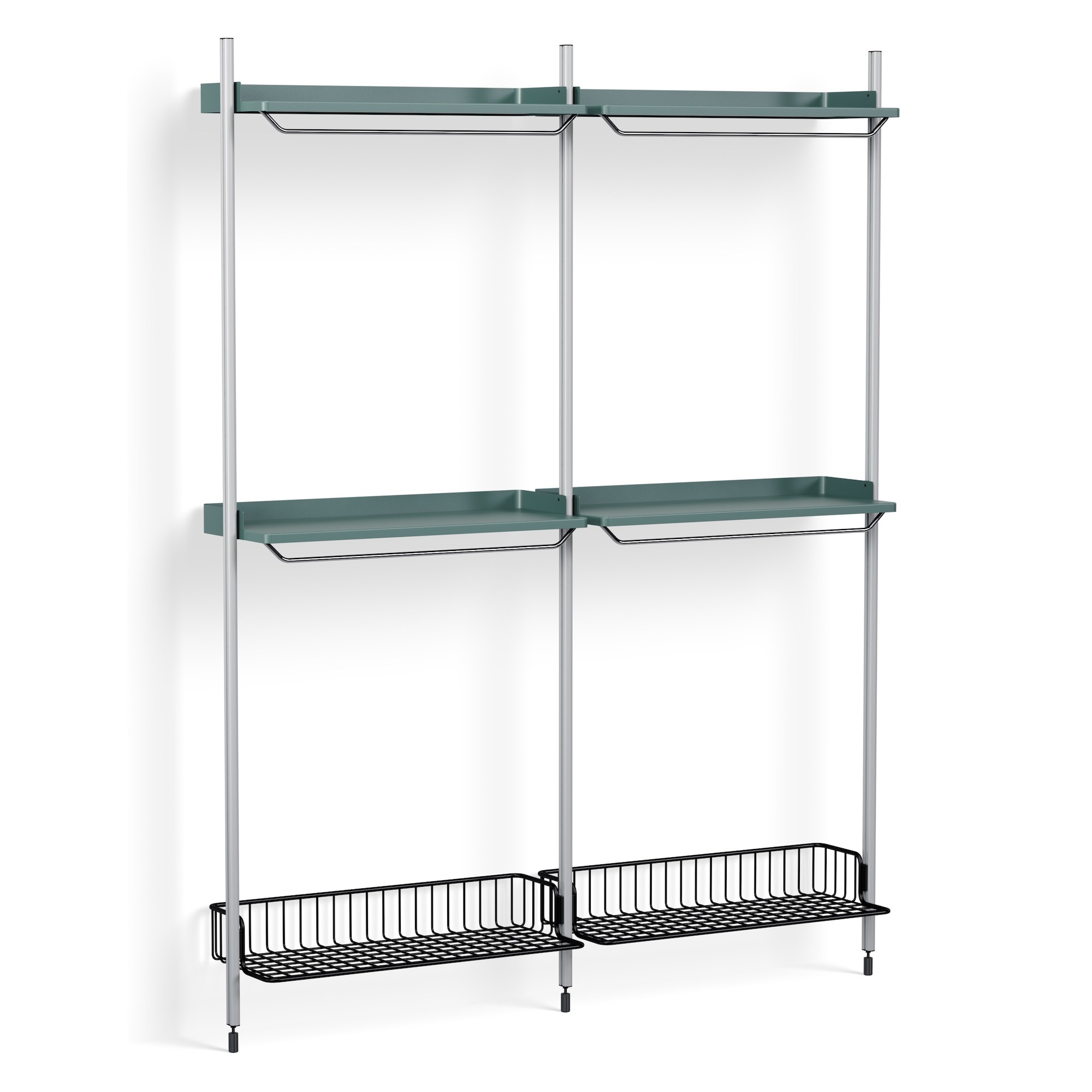 Pier System 1032 – PS Blue Shelves + Anthracite Wire Shelves + Anodised Aluminium Profiles - HAY