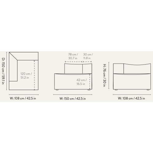 Ferm Living – Chaise Longue Left L600 – CATENA Sofa