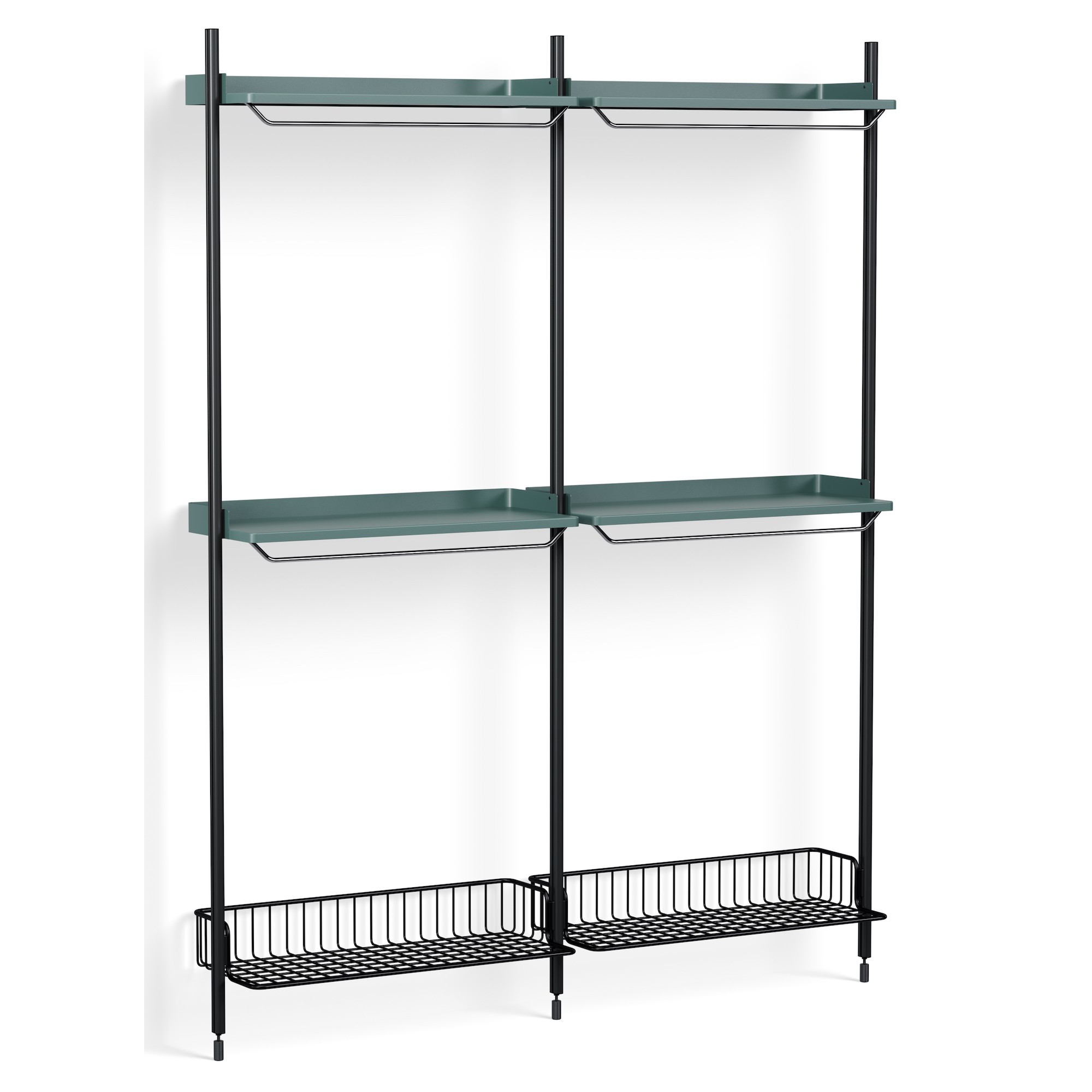 Pier System 1032 – PS Blue Shelves + Anthracite Wire Shelves + Black Anodised Aluminium Profiles - HAY