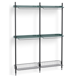 Pier System 1032 – PS Blue Shelves + Chromed Wire Shelves + Black Anodised Aluminium Profiles - HAY