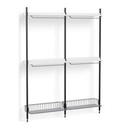 Pier System 1032 – PS White Shelves + Chromed Wire Shelves + Black Anodised Aluminium Profiles - HAY