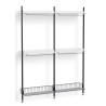 Pier System 1032 – PS White Shelves + Chromed Wire Shelves + Black Anodised Aluminium Profiles - HAY