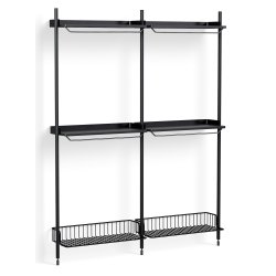 Pier System 1032 – PS Black Shelves + Anthracite Wire Shelves + Black Anodised Aluminium Profiles - HAY