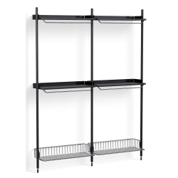 Pier System 1032 – PS Black Shelves + Chromed Wire Shelves + Black Anodised Aluminium Profiles - HAY