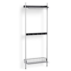 Pier System 1041 – PS Black Shelves + Chromed Wire Shelf + Anodised Aluminium Profiles - HAY