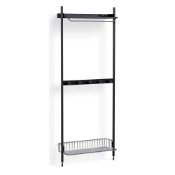 Pier System 1041 – PS Black Shelves + Chromed Wire Shelf + Black Anodised Aluminium Profiles - HAY