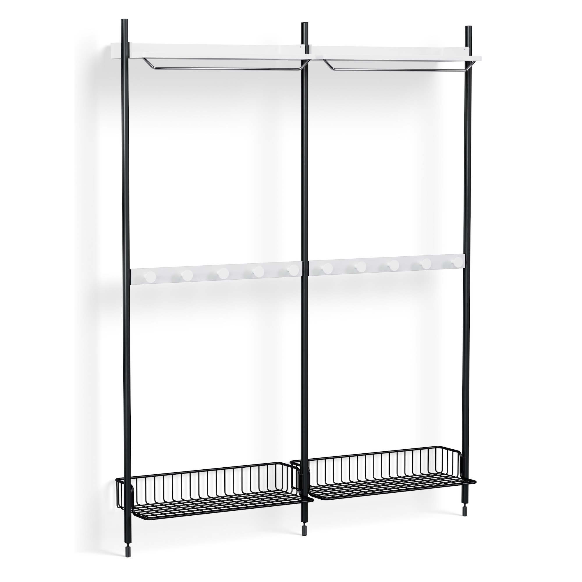 Pier System 1042 – PS White Shelves + Anthracite Wire Shelves + Black Anodised Aluminium Profiles - HAY