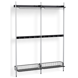 Pier System 1042 – PS Black Shelves + Anthracite Wire Shelves + Anodised Aluminium Profiles - HAY