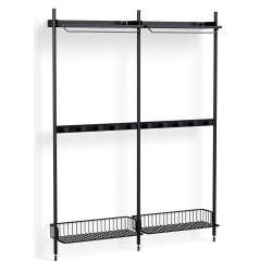 Pier System 1042 – PS Black Shelves + Anthracite Wire Shelves + Black Anodised Aluminium Profiles - HAY