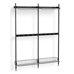 Pier System 1042 – PS Black Shelves + Chromed Wire Shelves + Black Anodised Aluminium Profiles - HAY