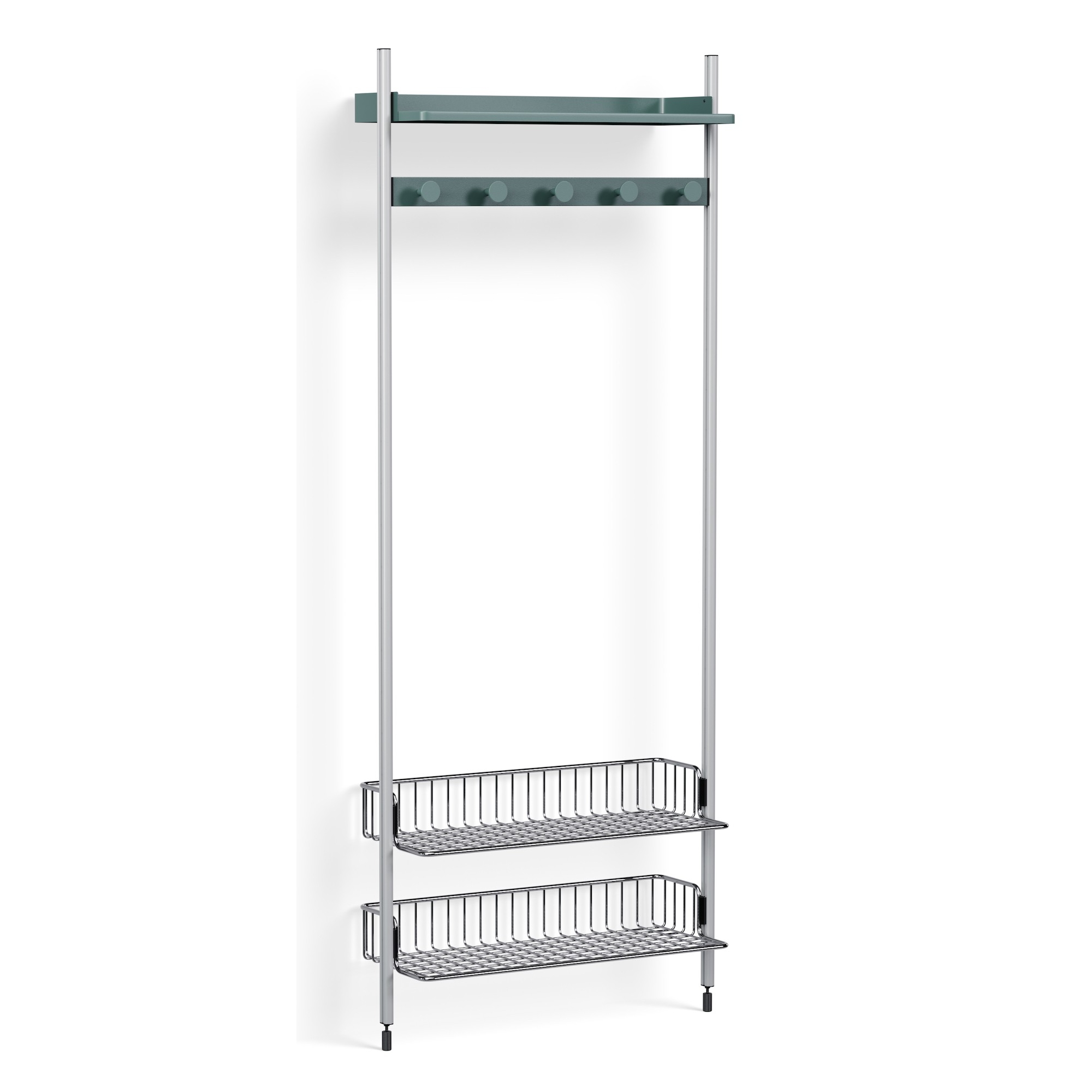 Pier System 1051 – PS Blue Shelves + Chromed Wire Shelves + Anodised Aluminium Profiles - HAY