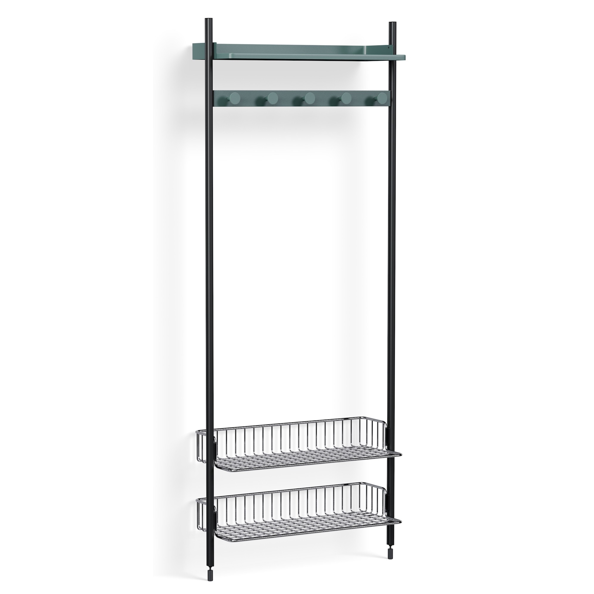 Pier System 1051 – PS Blue Shelves + Chromed Wire Shelves + Black Anodised Aluminium Profiles - HAY