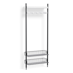 Pier System 1051 – PS White Shelves + Chromed Wire Shelves + Black Anodised Aluminium Profiles - HAY