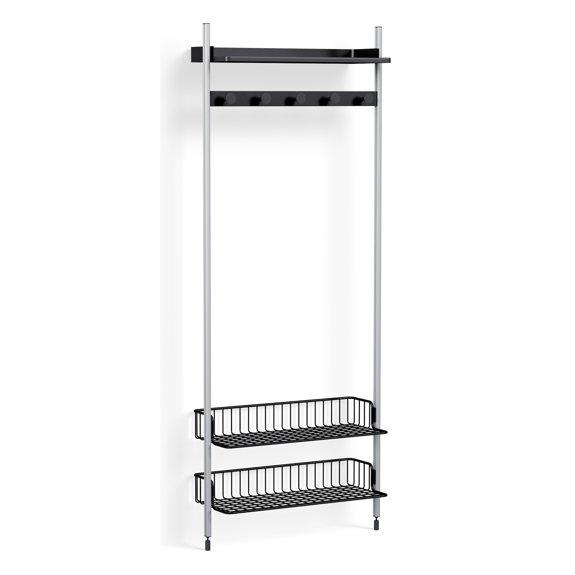 Pier System 1051 – PS Black Shelves + Anthracite Wire Shelves + Anodised Aluminium Profiles - HAY