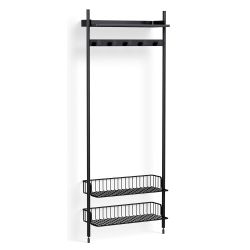 Pier System 1051 – PS Black Shelves + Anthracite Wire Shelves + Black Anodised Aluminium Profiles - HAY