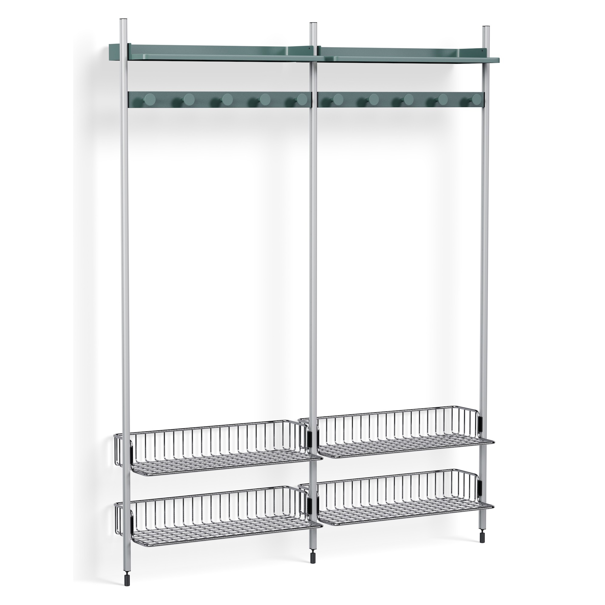 Pier System 1052 – PS Blue Shelves + Chromed Wire Shelves + Anodised Aluminium Profiles - HAY