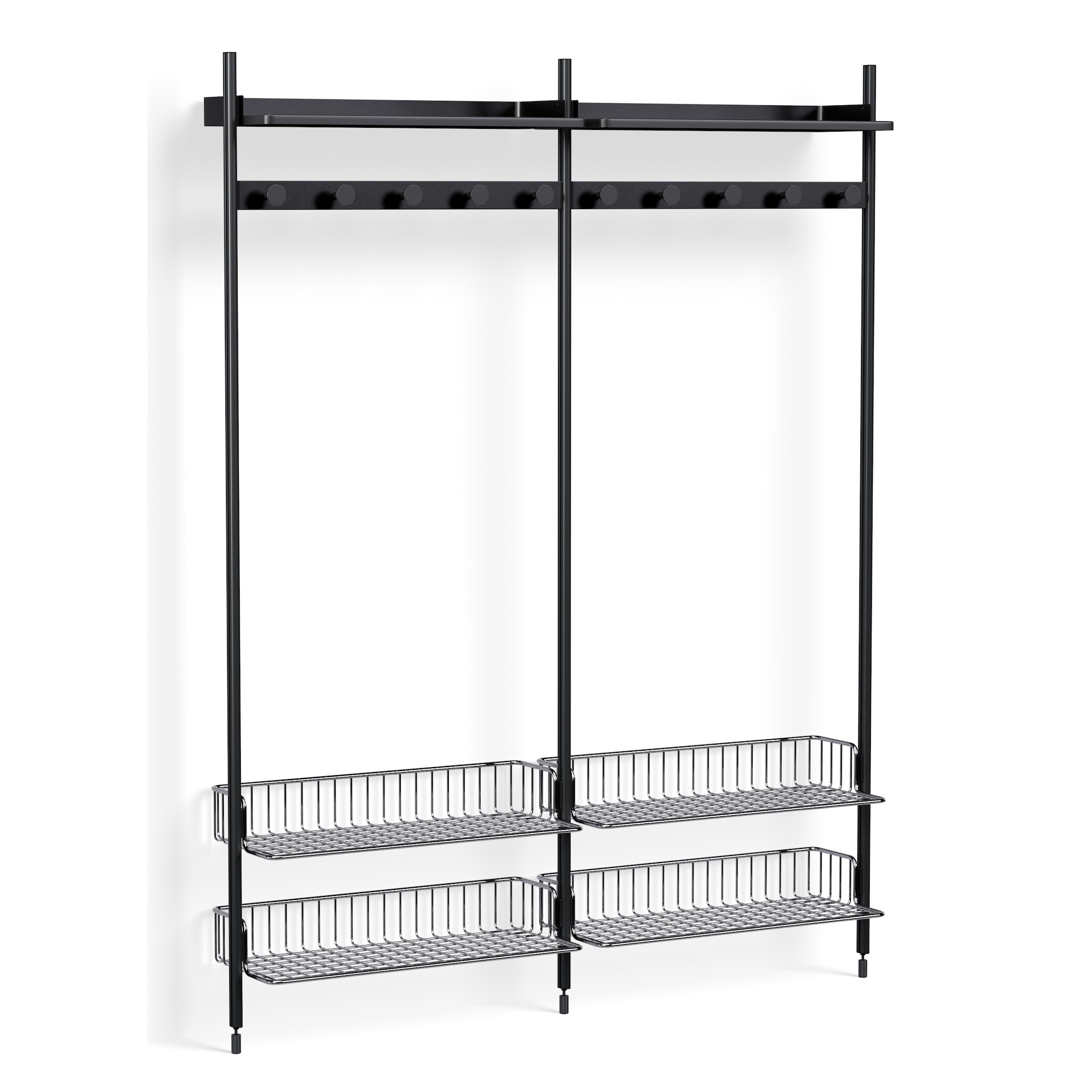 Pier System 1052 – PS Black Shelves + Chromed Wire Shelves + Black Anodised Aluminium Profiles - HAY