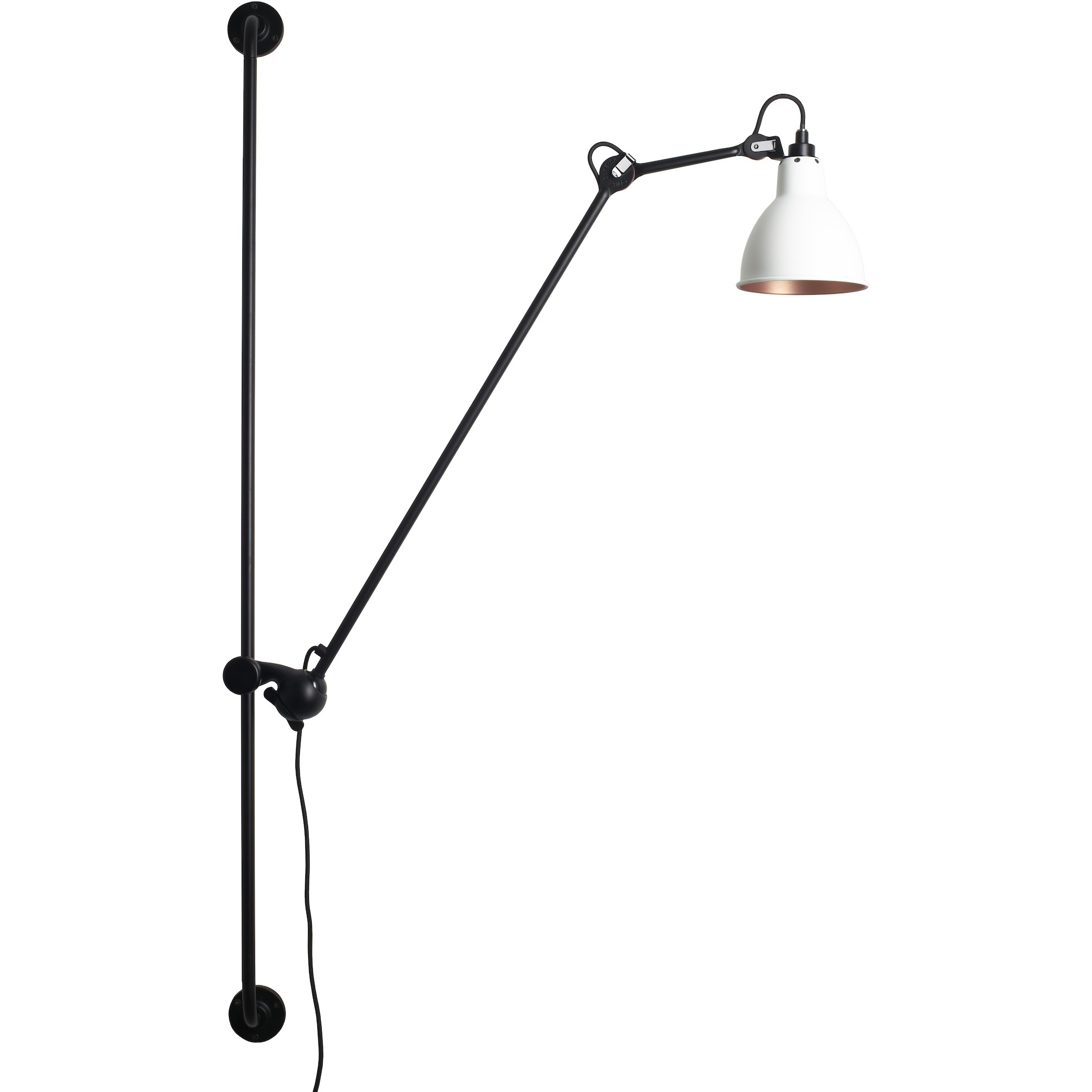 black / round white, copper inside - Gras 214 - wall lamp - DCW éditions