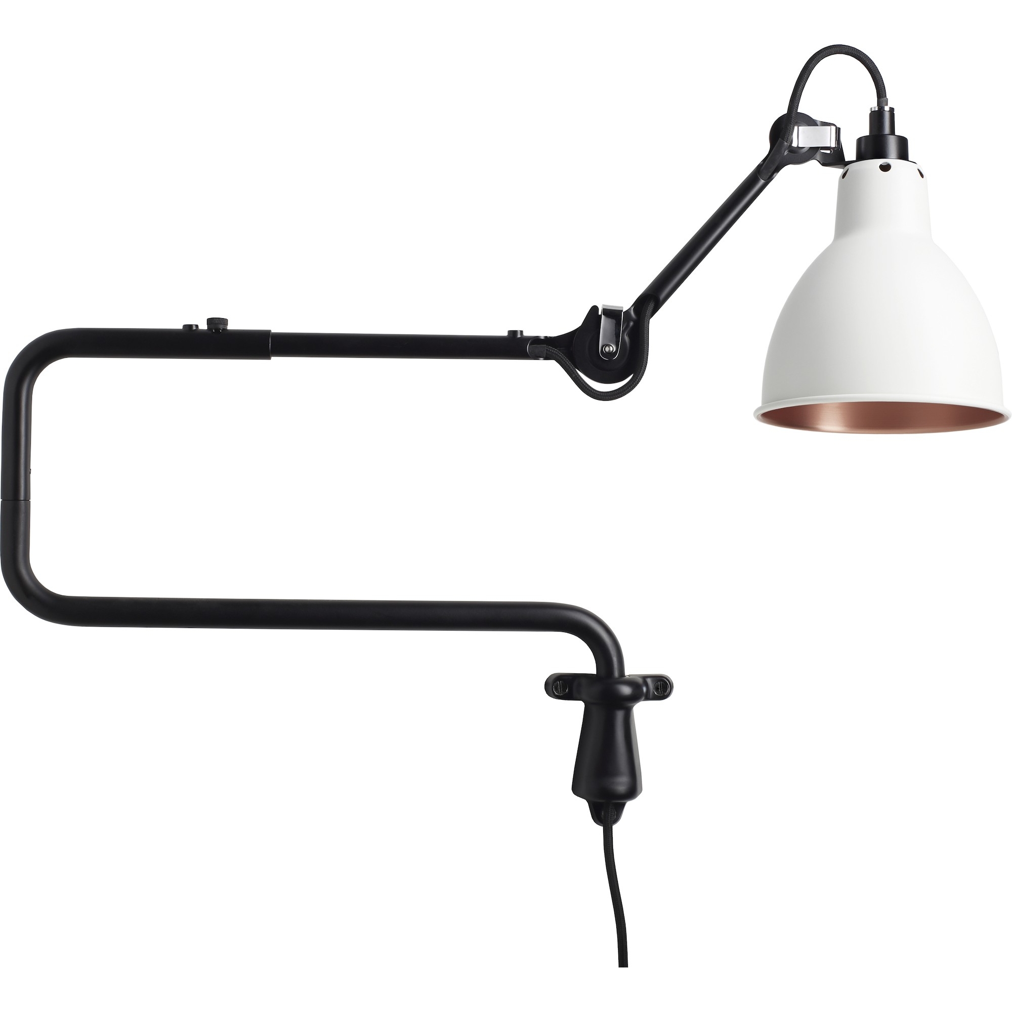 black / round white, copper inside - Gras 303 - wall lamp - DCW éditions