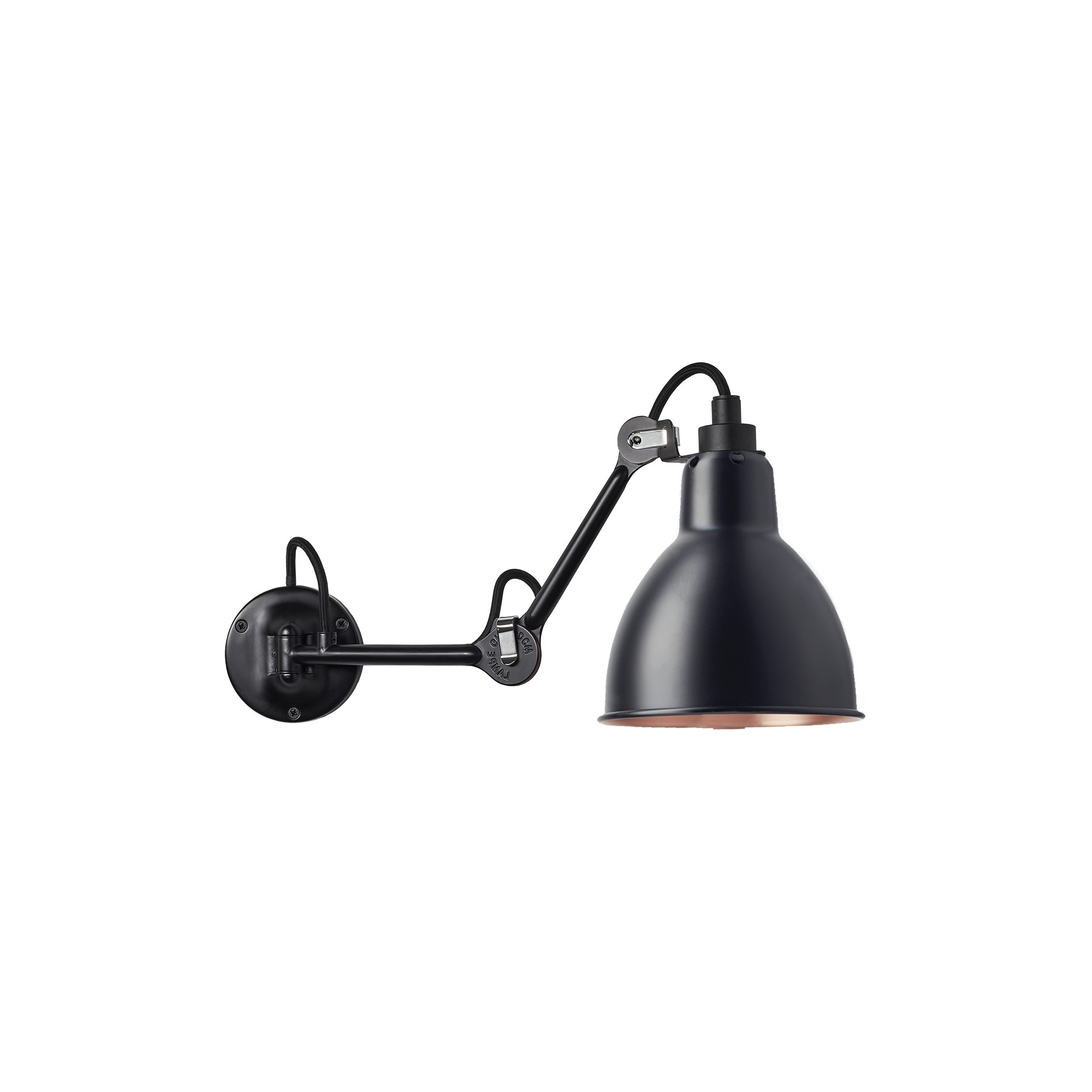 black / round black, copper inside - Gras 204 - wall lamp - DCW éditions