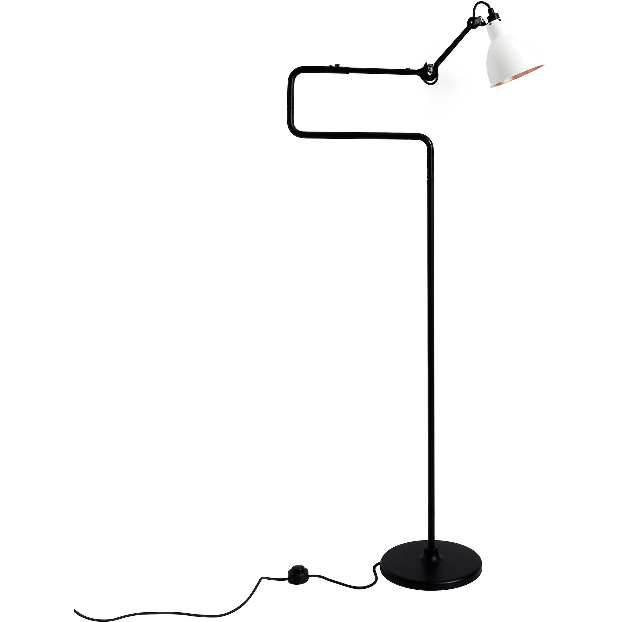 black / round white, copper inside - Gras 411 - floor lamp - DCW éditions