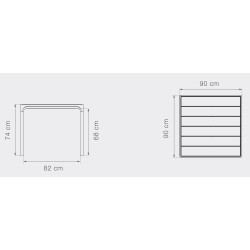 EPUISE – Bambou / Aluminium gris – 90 x 90 x H74 cm – table de repas Four - Houe