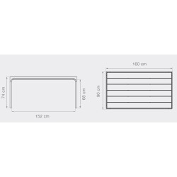 Four dining table – 160x90xH74cm – bamboo / grey aluminium – Houe