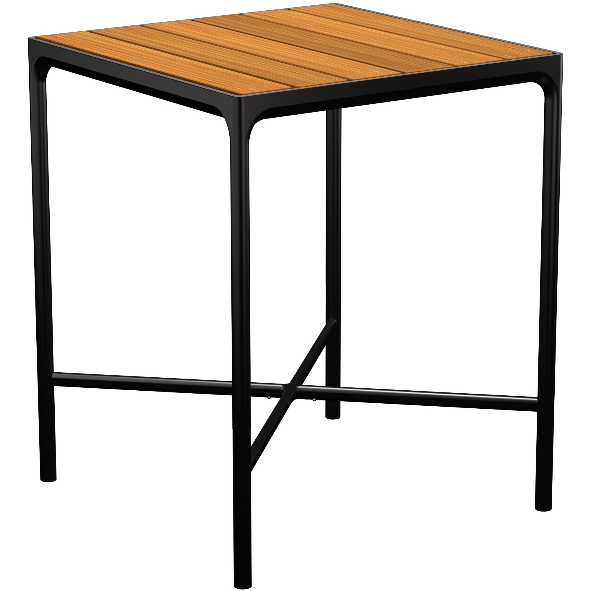 SOLD OUT – Bamboo / Black Aluminium – 90 x 90 x H110 cm – Four bar table - Houe