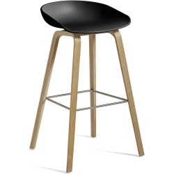 AAS32 Bar stool Black shell + Oak base - HAY