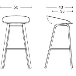 AAS32 Bar stool White shel+ Oak base - HAY