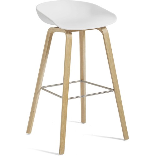 Tabouret AAS32 Coque blanche + Piètement chêne - HAY