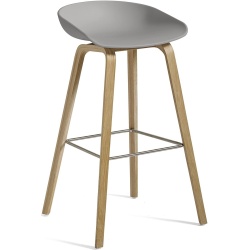 Tabouret AAS32 Coque gris béton + Piètement chêne - HAY