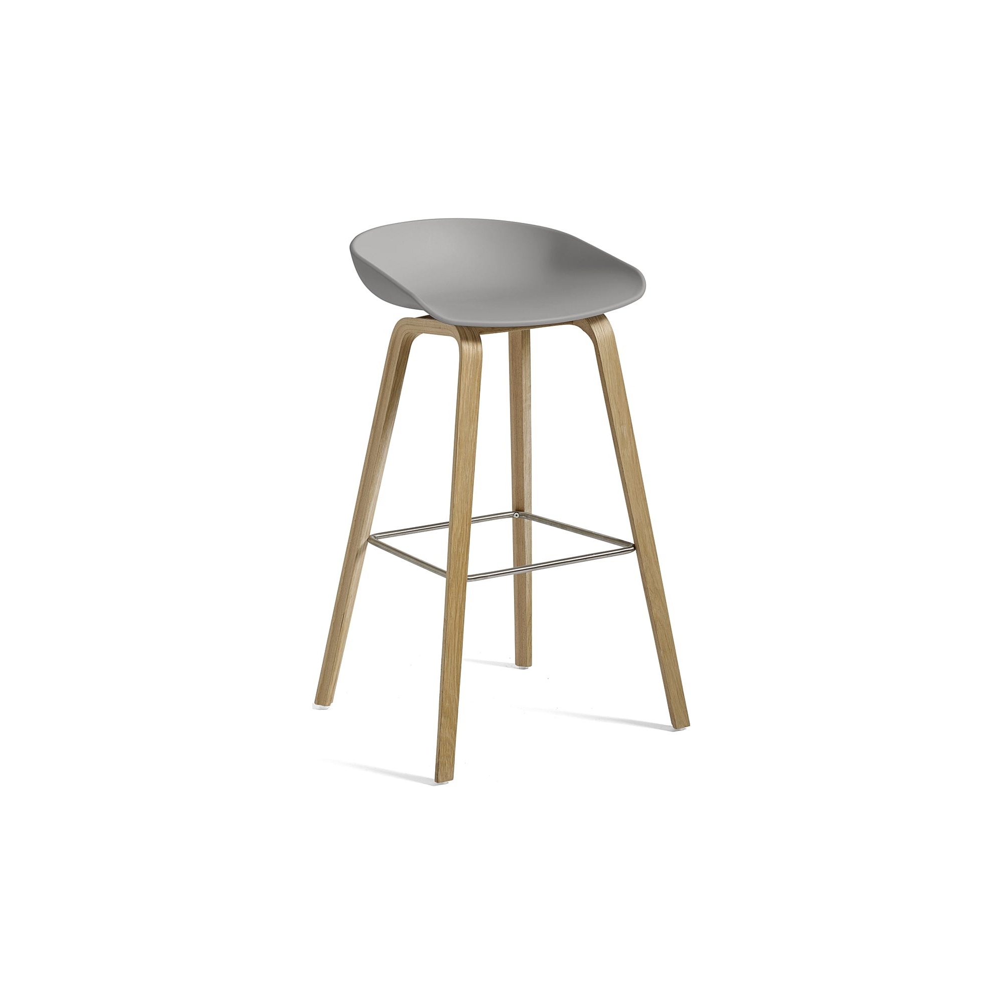 AAS32 Bar stool Concrete grey shell + Oak base - HAY