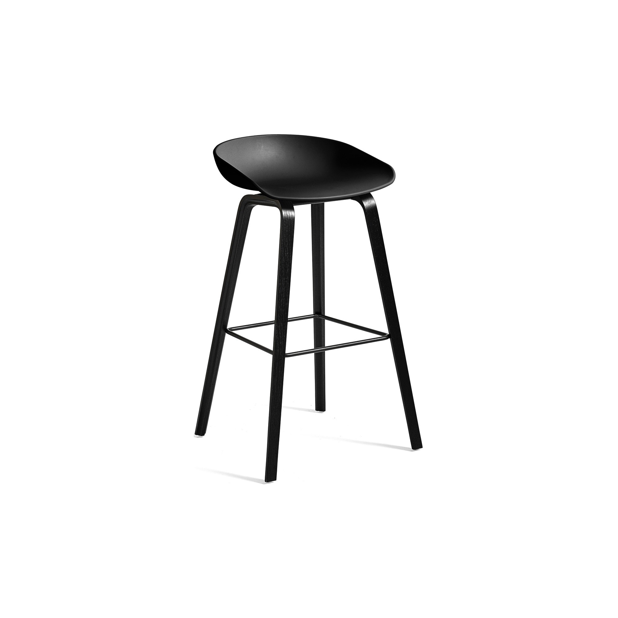 AAS32 Bar stool Black shell + Black stained oak base - HAY