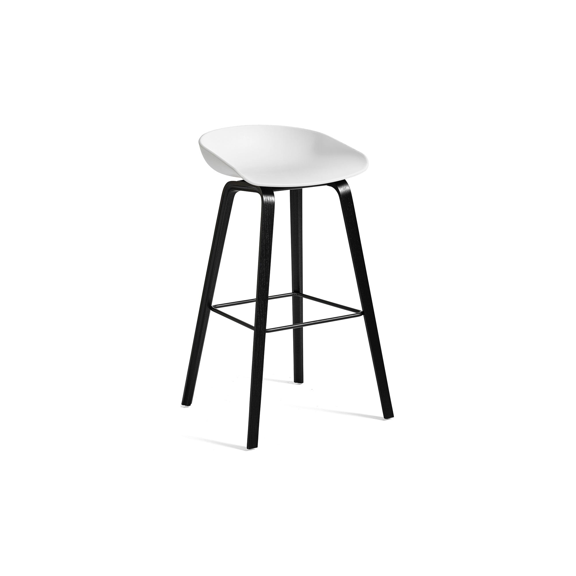 AAS32 Bar stool White shell + Black stained oak base - HAY