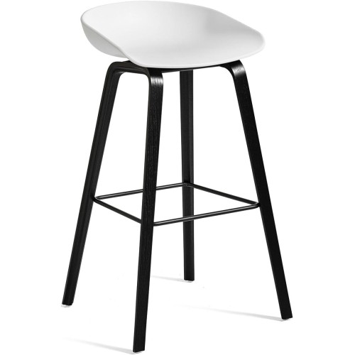 Tabouret AAS32 Coque Blanche + Piètement chêne teinté noir - HAY