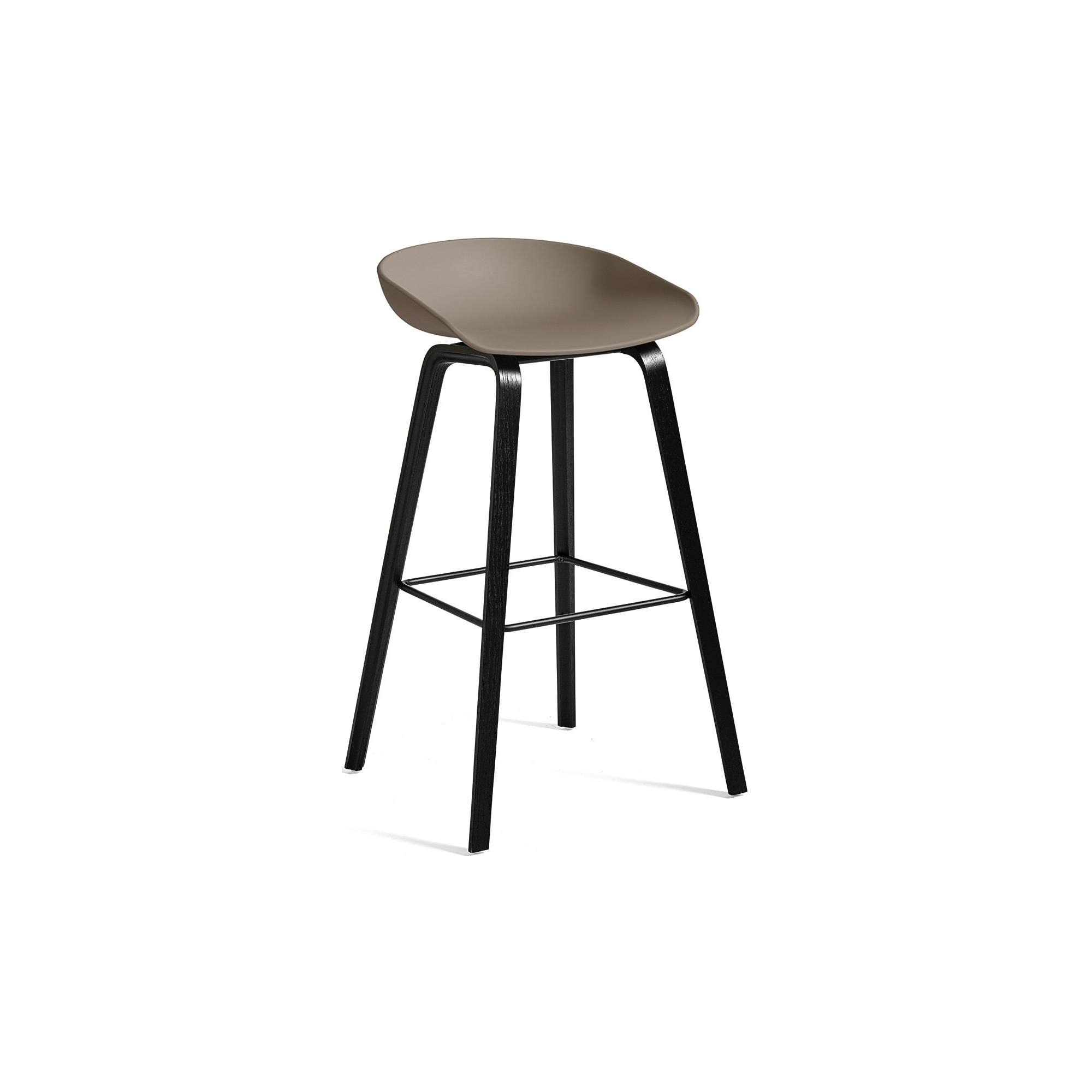 AAS32 Bar stool Khaki shell + Black stained oak base - HAY