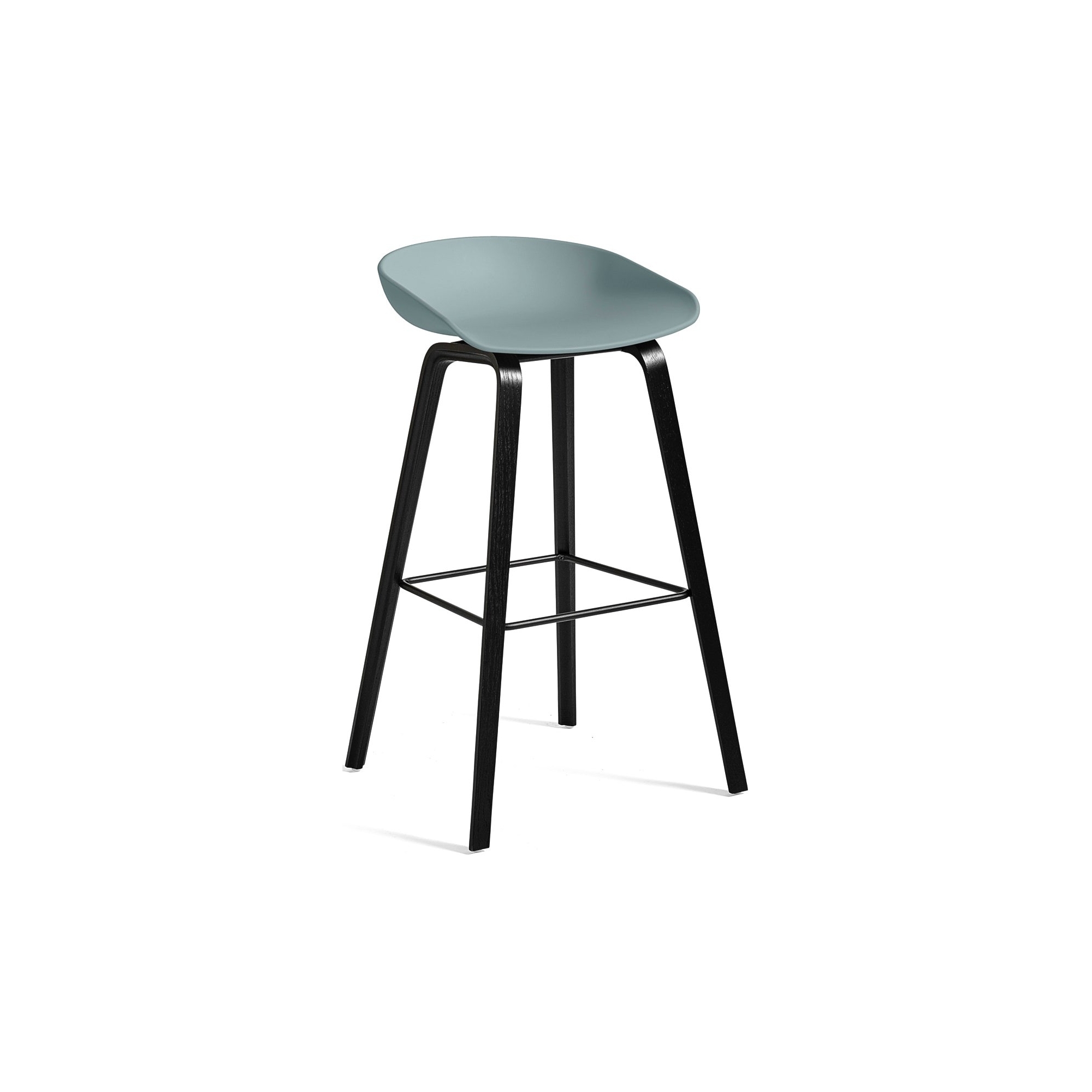 AAS32 Bar stool Dusty blue shell + Black stained oak base - HAY