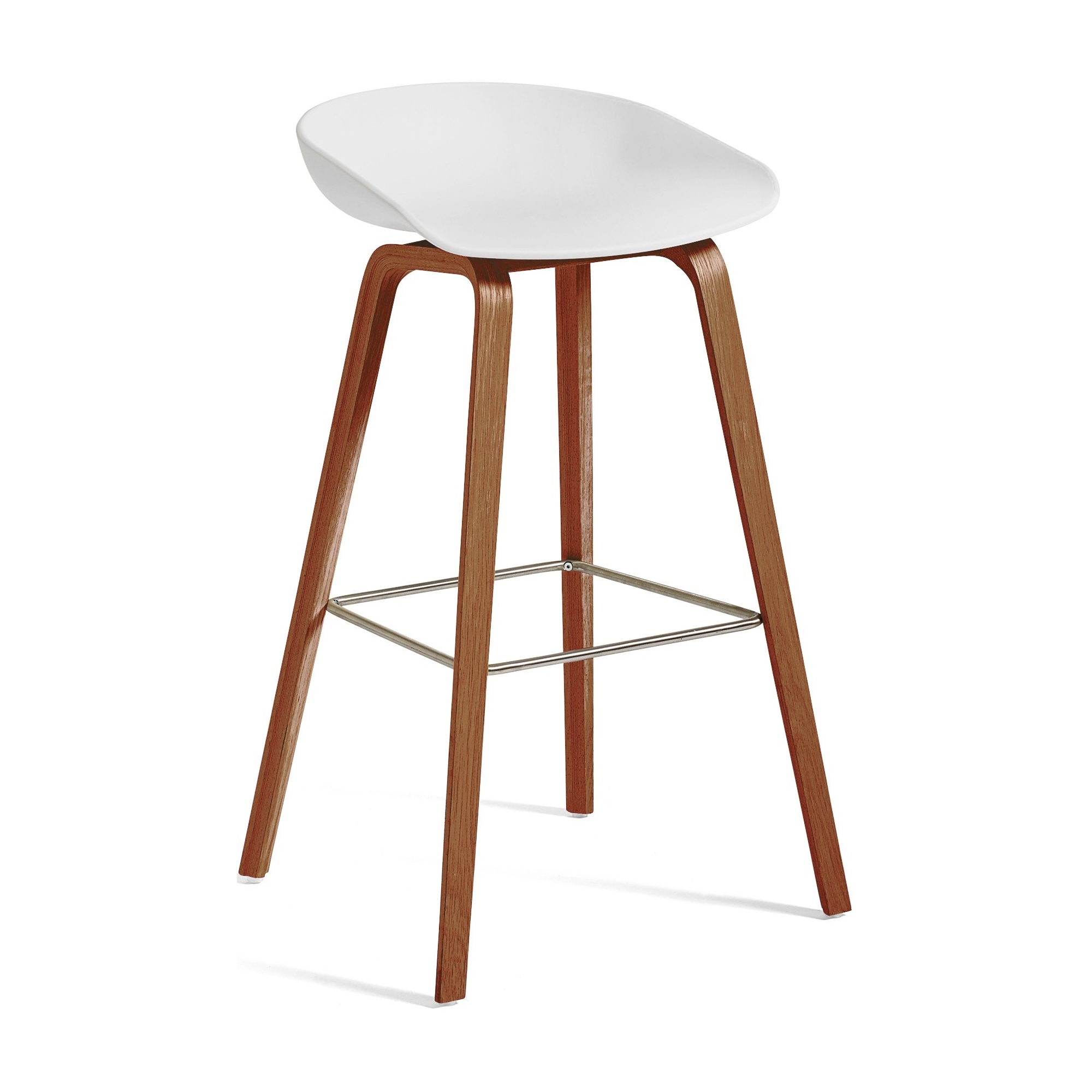 AAS32 Bar stool White shell + Walnut base - HAY