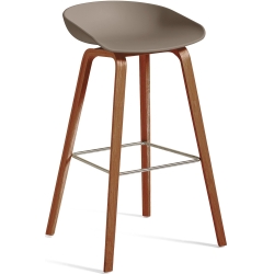 AAS32 Bar stool Khaki shell + Walnut base - HAY