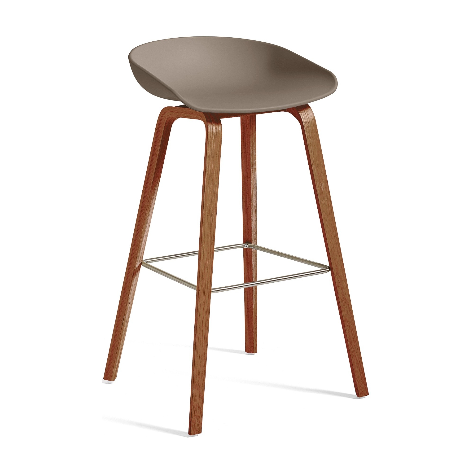 AAS32 Bar stool Khaki shell + Walnut base - HAY