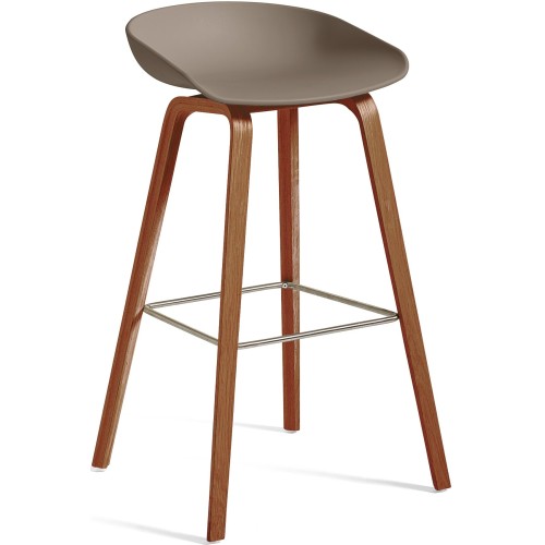 AAS32 Bar stool Khaki shell + Walnut base - HAY